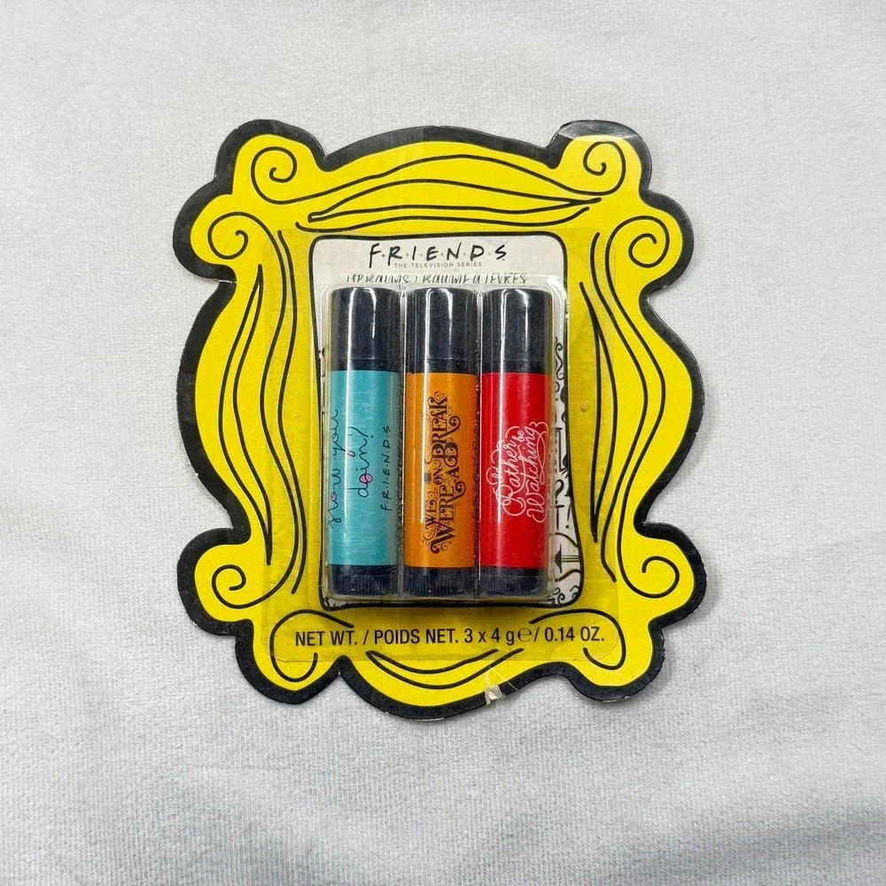 Friends TV Series Lip Balm Trio Paladone Beauty Strawberry Cherry Vanilla 3 Pack